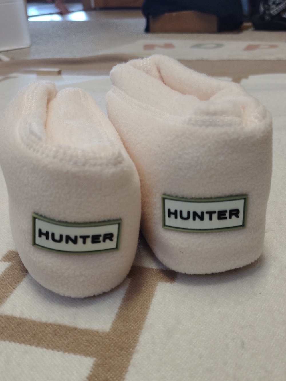 Hunter Boot Liners Cream with Green Logo Size Medium